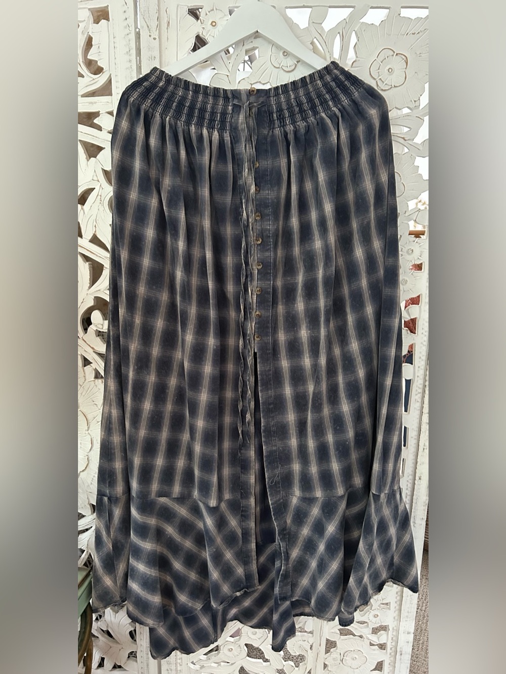 Vici Gesibella Ruffle Hem Plaid Maxi Skirt